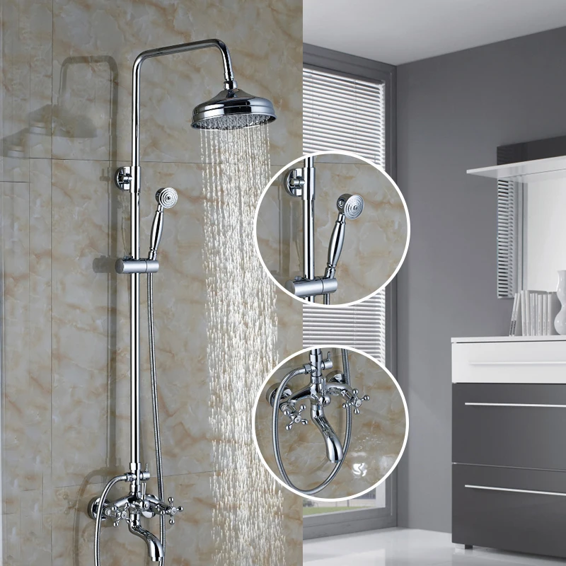 

Bathroom Shower FaucetShower Set Hot and Cold Water 8"Shower Head with Rainfall Shower Spray