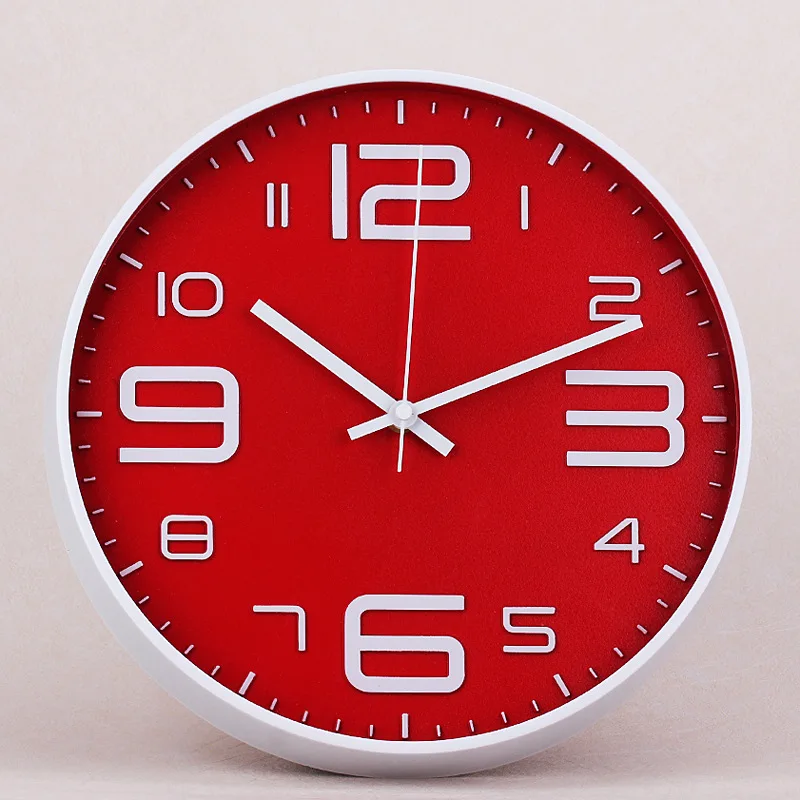 

Red Modern Silent Big Wall Clock Quartz Kitchen Simple Wall Watch Diy Designer Digital Duvar Saati Wall Clocks Home Decor 50w186
