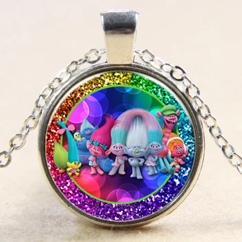 

Dream Works' Movie Trolls Poppy DJ Suki Pattern Cute Fairy Glass Pendants Necklaces Vintage Cartoon Alloy Fashion Jewelry Girls