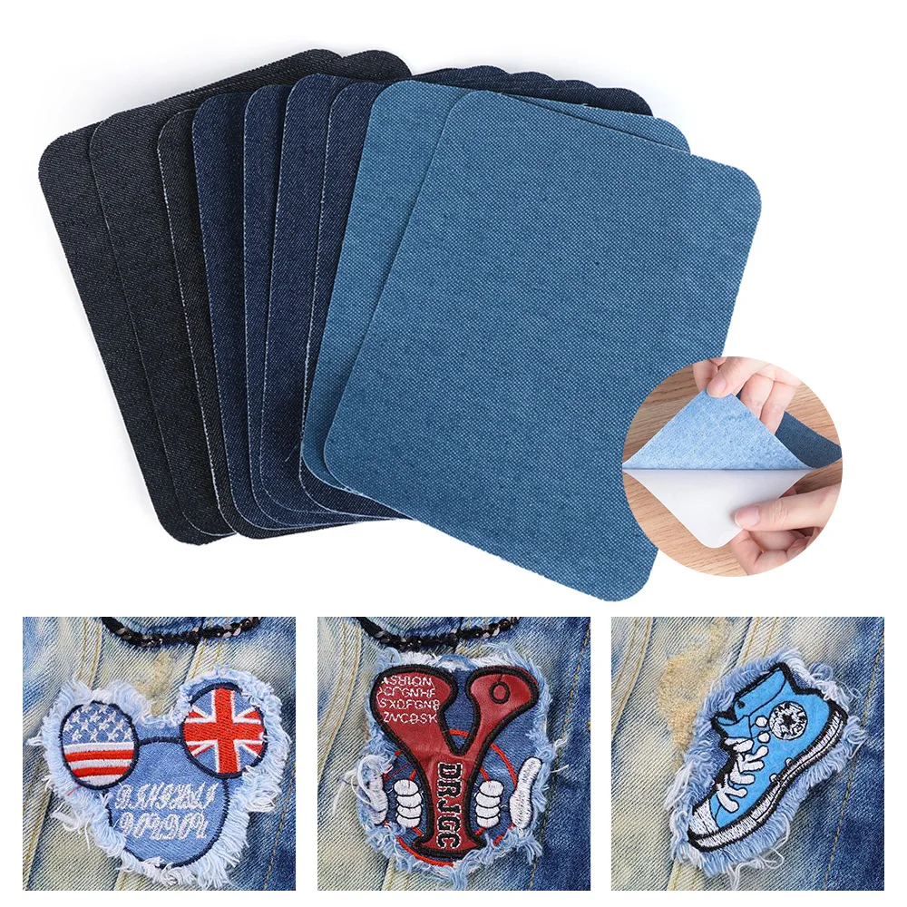 2019New 4/12Pcs 9.2x12.5cm Elbow Fabric Jeans Iron on Patches Clothes