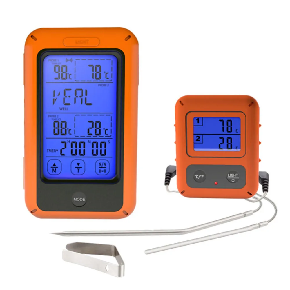 

Wireless Remote Meat Thermometer with Touchscreen Digital Cooking Food Meat Backlight Thermometer with Dual Food/Oven Probe