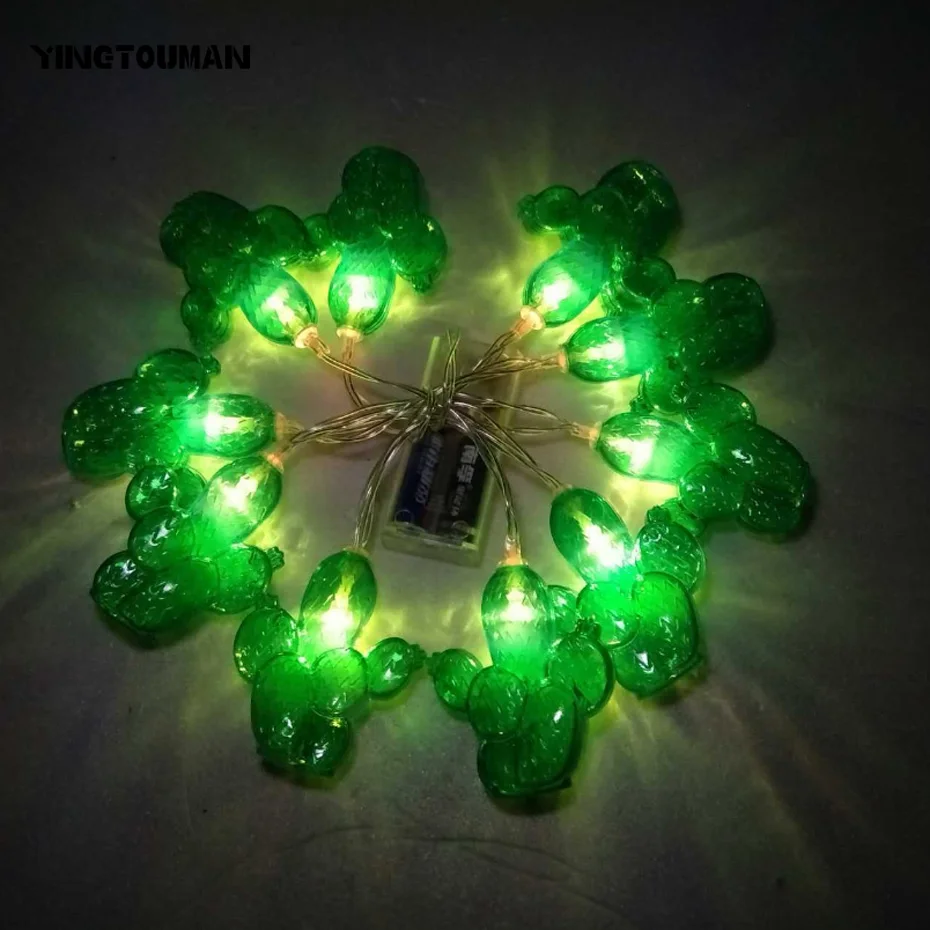 

YINGTOUMAN 10pcs/lot Cactus Type 1.65m/3.15m 10/20LED Battery Powered LED Lamp Christmas Party Bar Lights Fairy String Light
