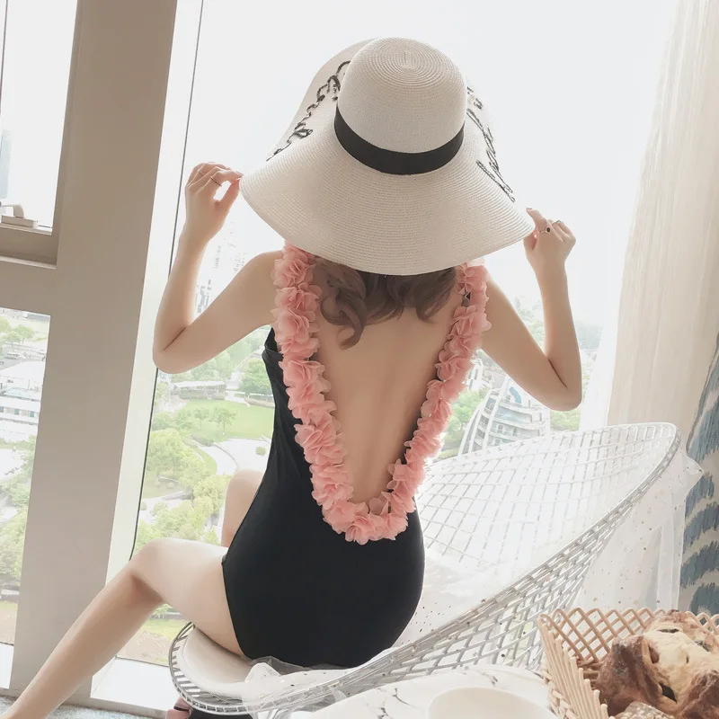 

Bathing Suit Women Swimwear One Piece Plus Size Swimsuit Women's Beach Woman Swim Dress 2019 Stereoscopic Flower Come Back