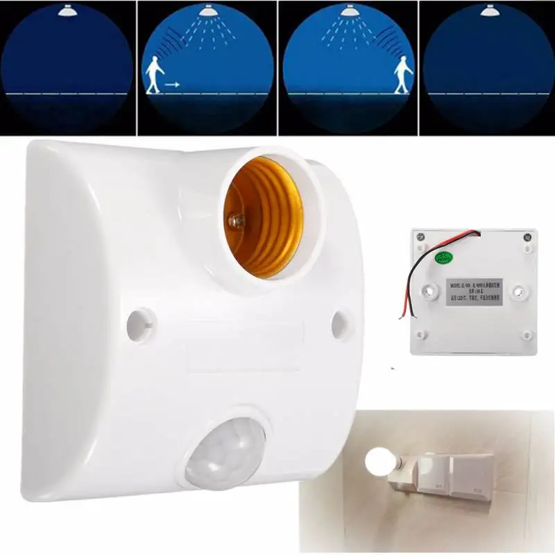 

Infrared Motion PIR Sensor E27 Lamp Base Automatic LED Wall Light Lampholders Lamp Holder Switch Alarm AC170-250V