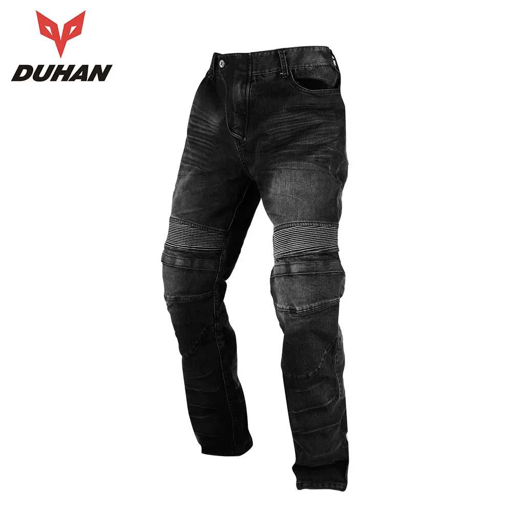 

DUHAN Motorcycle Jeans Men Moto Pants Motocross Racing Jeans Black Casual Pants Wearproof Casual Pants Knee Protector Guards