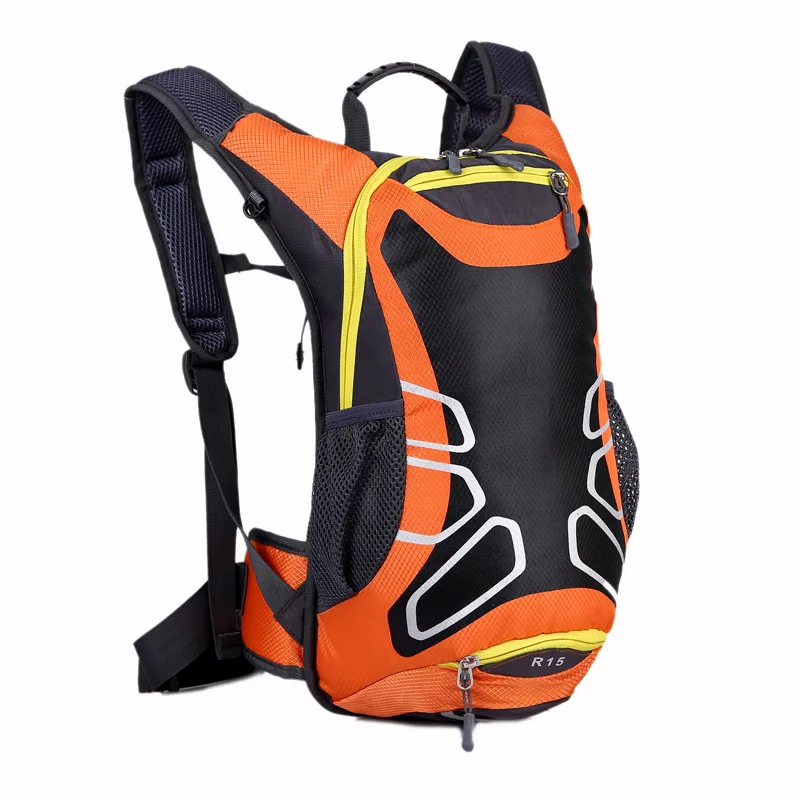 Waterproof Bicycle Backpack 15L MTB Mountain Bike Water Bag Nylon Cycling Hiking Camping Running Hydration Men's Women Backpack - Цвет: Orange