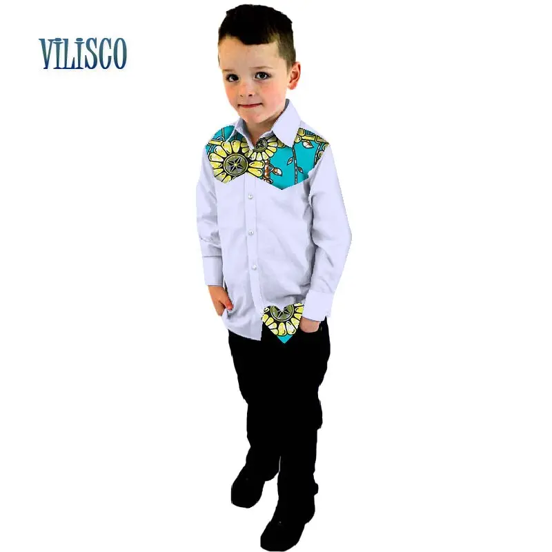 Модные новые Топы с рисунком сердца для мальчиков, Bazin Riche, африканская восковая хлопковая рубашка с принтом в стиле пэчворк для мальчиков, детская одежда, WYT151