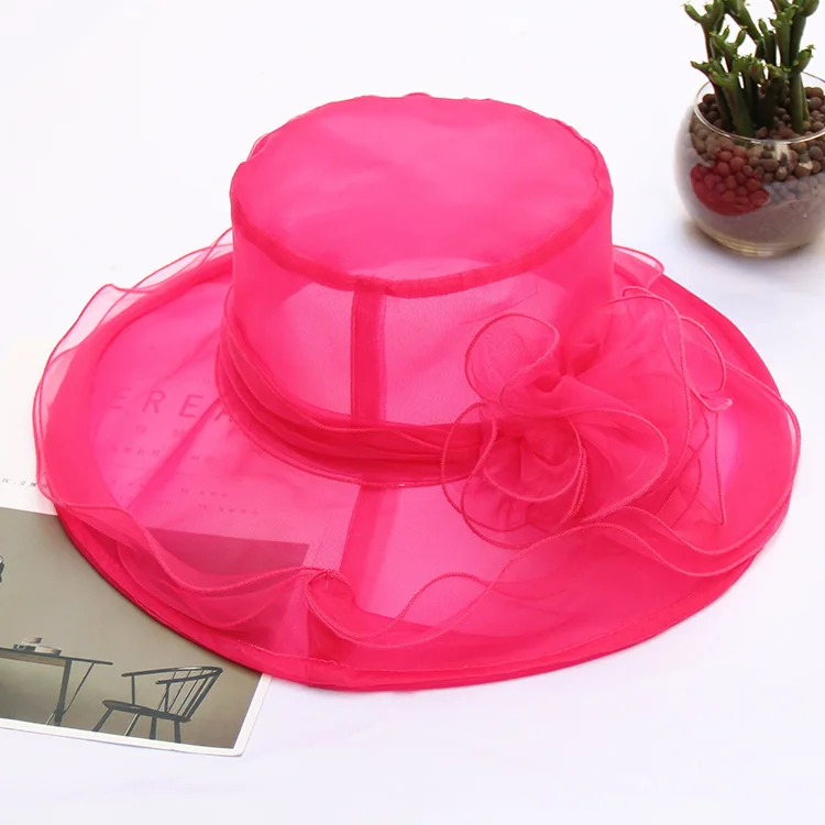 [AETRENDS] элегантные шляпы от солнца из органзы для женщин, цветочные Пляжные шапки, летняя шляпа Z-6481