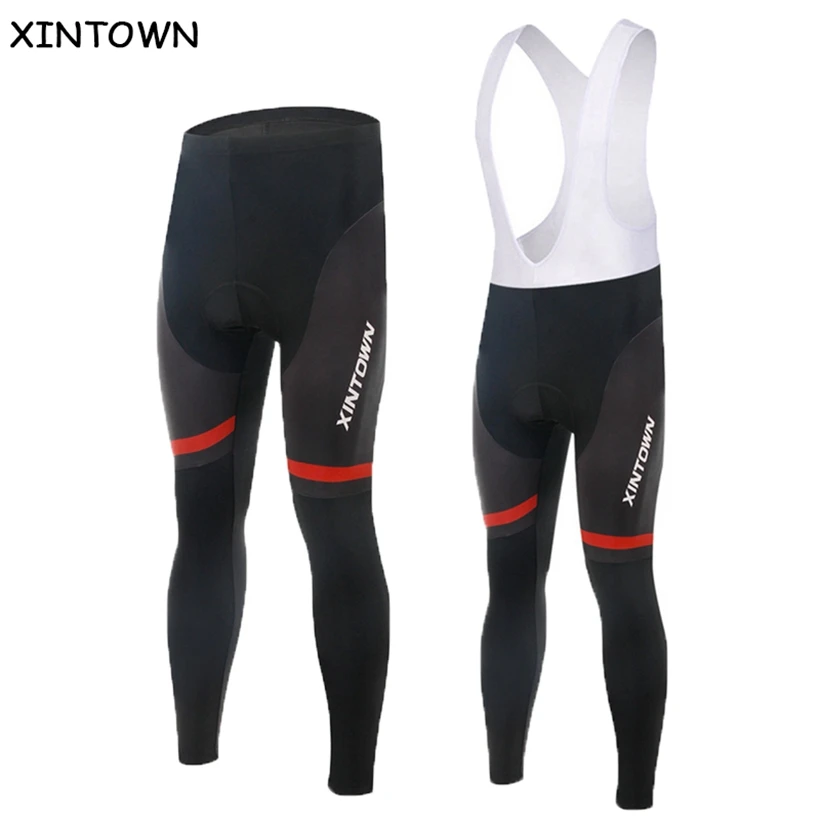 XINTOWN мужские черные брюки для велоспорта горный велосипед(нагрудник) длинные штаны с подкладкой для езды велосипедные штаны Одежда для велоспорта с подкладкой