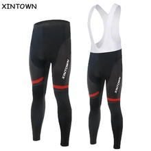 XINTOWN мужские черные брюки для велоспорта горный велосипед(нагрудник) длинные штаны с подкладкой для езды велосипедные штаны Одежда для велоспорта с подкладкой