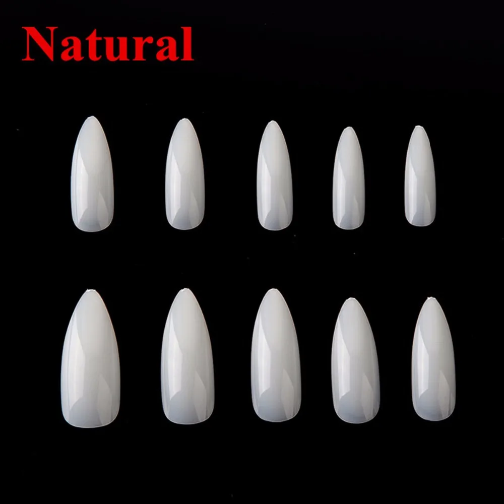Pontas das Unhas Atacado Pacote Lote 500x10 Tamanhos Limpar Ponta Afiada Unhas Postiças Dicas Falsas Decoração Gel Manicure A0493xx 100 - 10 Atacado 100 Pacote lote Pontas Das Unhas