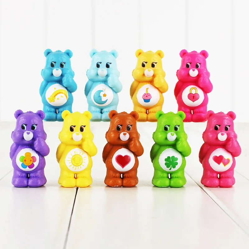 24 шт./компл. 4 см аниме Kawaii заботливые мишки медведь лучшие детские игрушки для мальчиков и девочек ПВХ экшн статуэтки коллекционные модели игрушки куклы - Цвет: 9PCS