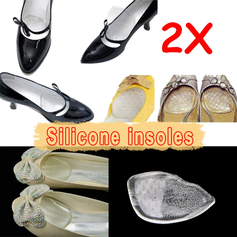 

1 Pair Silicone Elastic Insoles Cushion Protector Feet Palm Care Shoe Pad MUG88