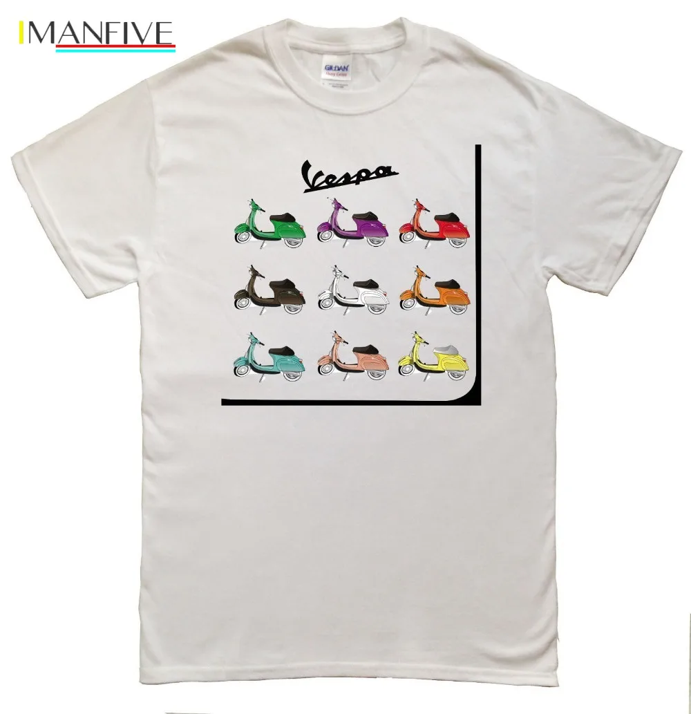 

2019 New Cotton Tee Shirt Vespa Italy Collection - Motorbike - Scooter - Vintage Poster - Men's T-shirt Fashion T-shirt