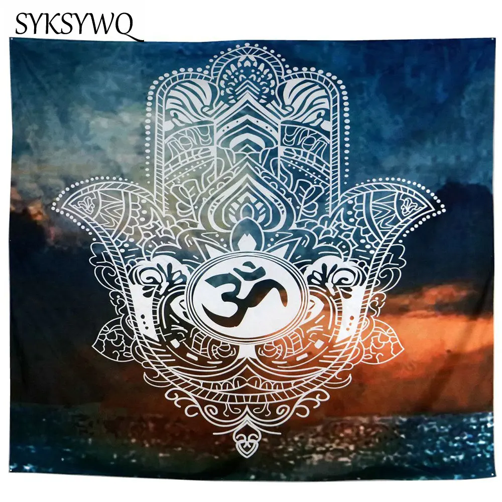 

Blue Hamsa Hand Tapestry Wall Hanging Underwater Indian Wall Tapestry Mandala Blanket Fatima Arabic Indian Mandalas Wall Decor