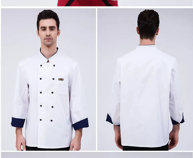 Шеф-повар куртка с длинными рукавами Ресторан Аксессуары отель униформа кухня унисекс рабочая одежда для готовки комбинезоны