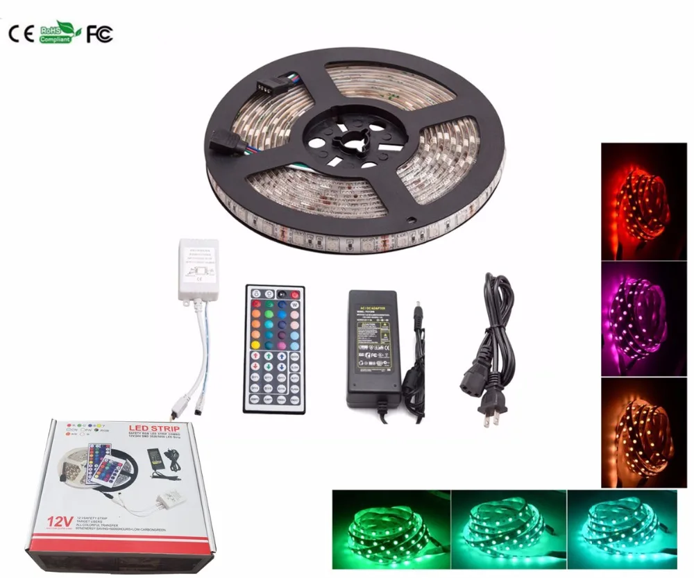 Us 85 0 5 Set Rgb Led Light Strip Kit Waterproof 5050 M 300 Flexible Lamp 44 Key Control 5a Adapter In Strips Us 85 0 5 Set Rgb Led Light Strip Kit Waterproof 5050 M 300 Flexible Lamp 44 Key Control 5a Adapter In Strips