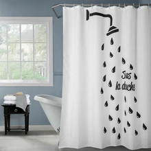 Happy Tree Polyester Classic Black White Shower Waterproof Shower Curtain Thick Fabric Bathroom Curtain Water Drip Bath Curtain hippo shadow water resistant fabric shower curtain