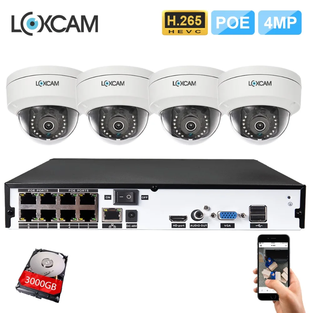 H.265 8CH 4MP CCTV Системы безопасности POE NVR комплект 4x4 Мп Vandalproof антивандальный