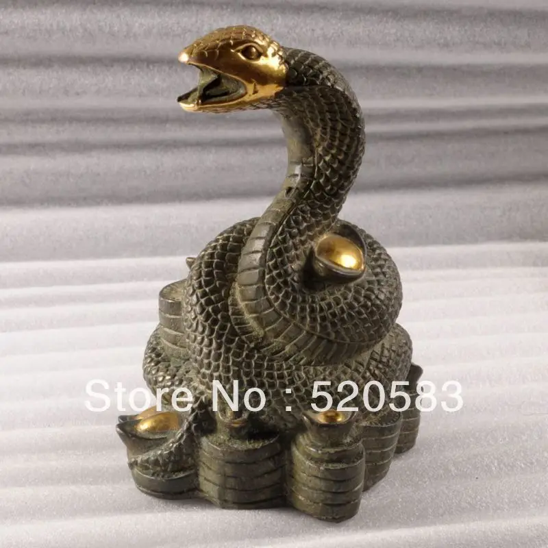 

Gilding bronze snake cobra statue sculpture parcel gilt 6