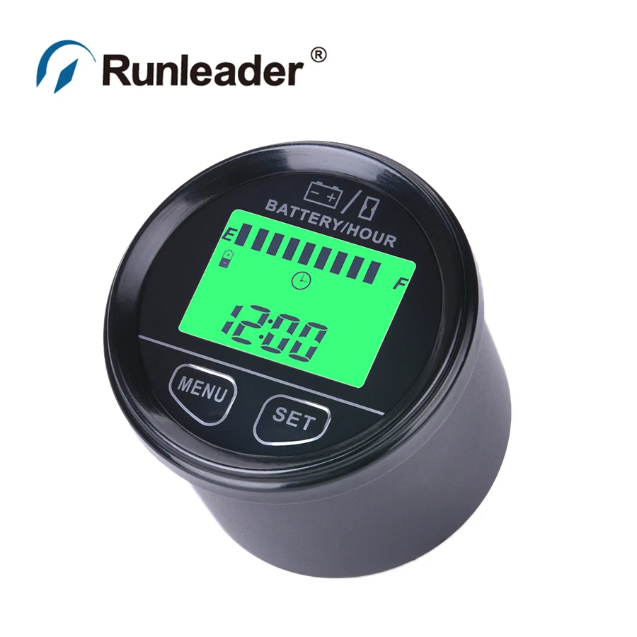 

RL-BI012 large LCD green backlight display Battery Gauge VOLT meter battery indicator with hour meter for ATV Tractor golf cart