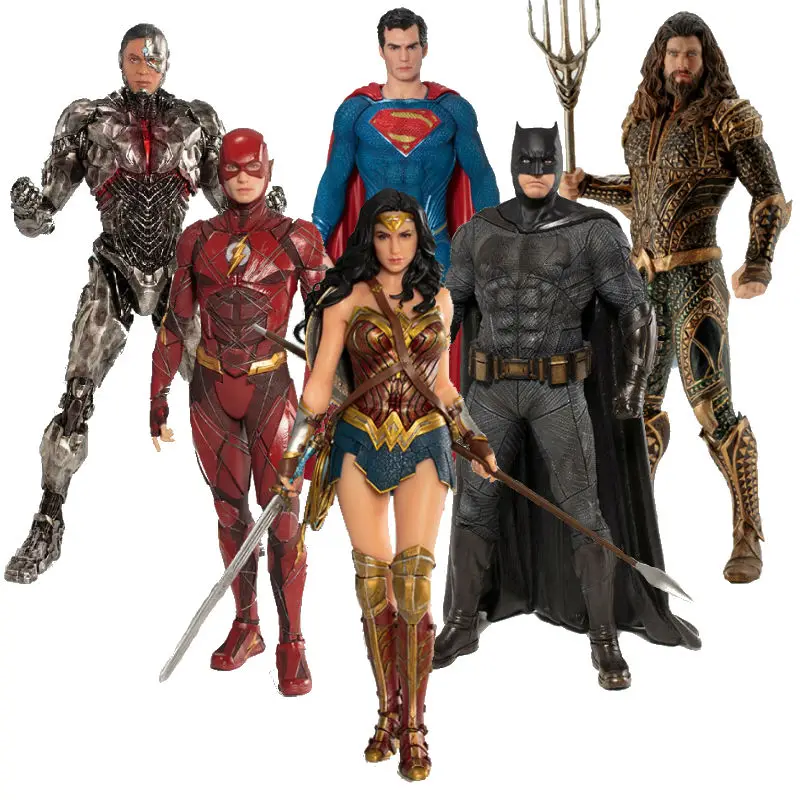 

17-18cm DC Justice League The Flash Cyborg Aquaman Wonder Woman Batman Superman Statue ARTFX Action Figures Collection Model Toy