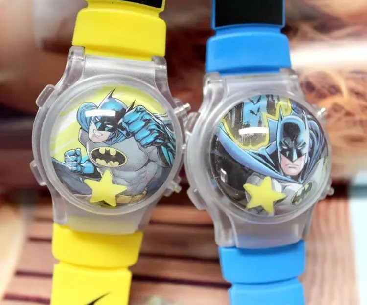 

New children's cartoon batman silicone flip light watch flashing light watch children electronic wave table boys watch