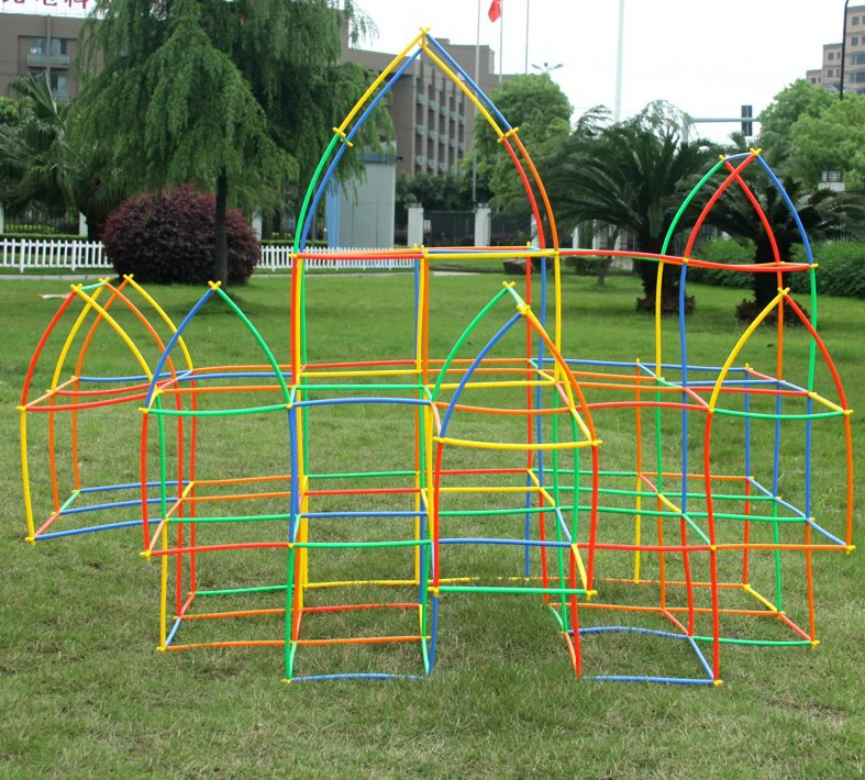 

DIY Straw Building Blocks Kids Plastic Stitching Inserted Construction Assembled Baby Bricks Educational Playground Toys Gift