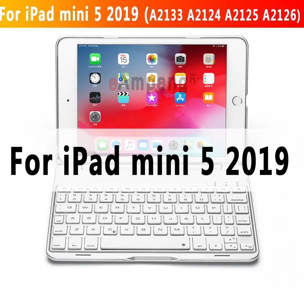 Bluetooth-клавиатура с подсветкой чехол для iPad Mini 5 Mini 4 7,9 A2133 A2124 A2125 A1538 A1550 7 цветов Smart Беспроводной клавиатура - Цвет: Case For iPad Mini 5