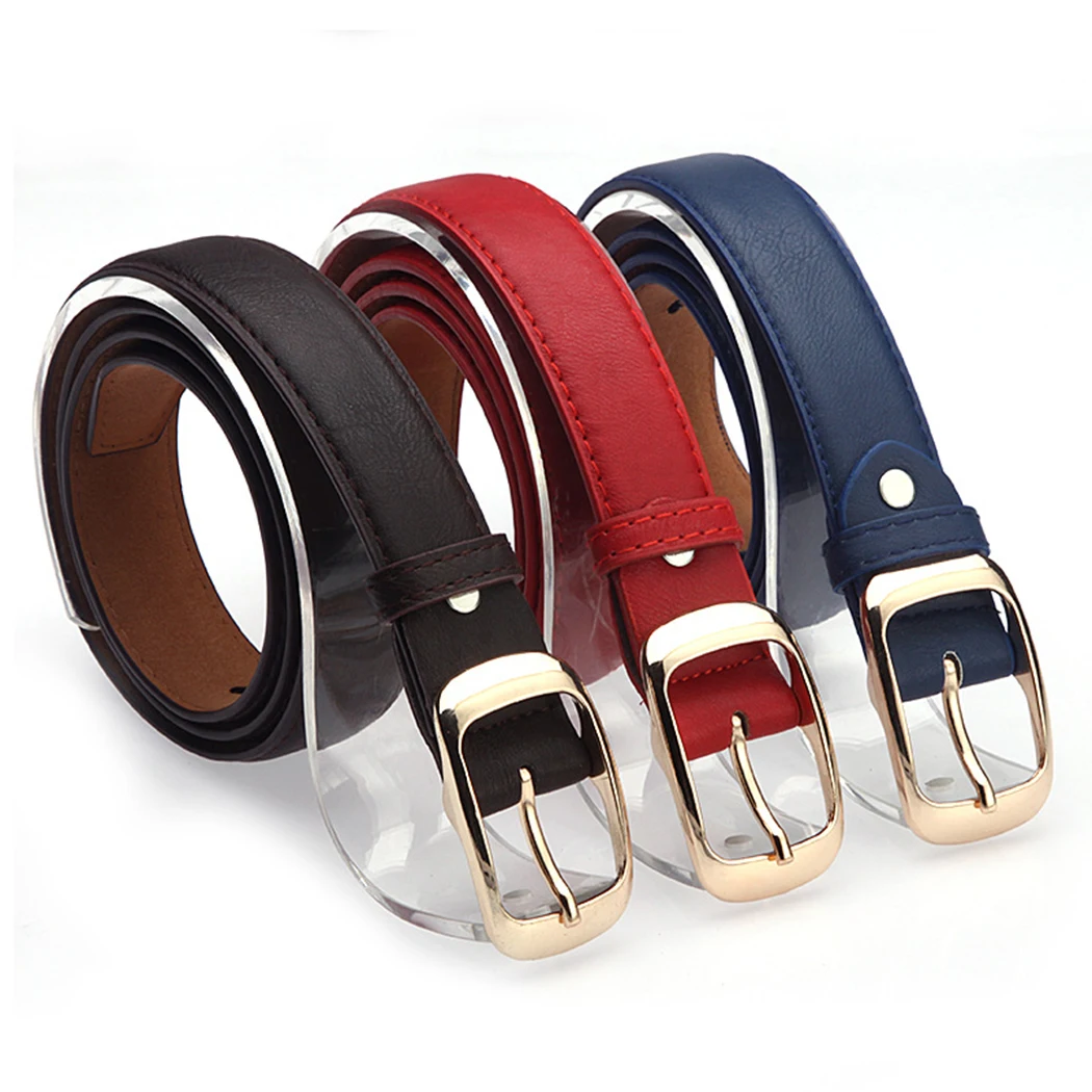 Fashion Women Belt Faux Leather Metal Buckle Straps Girls Belts Summer