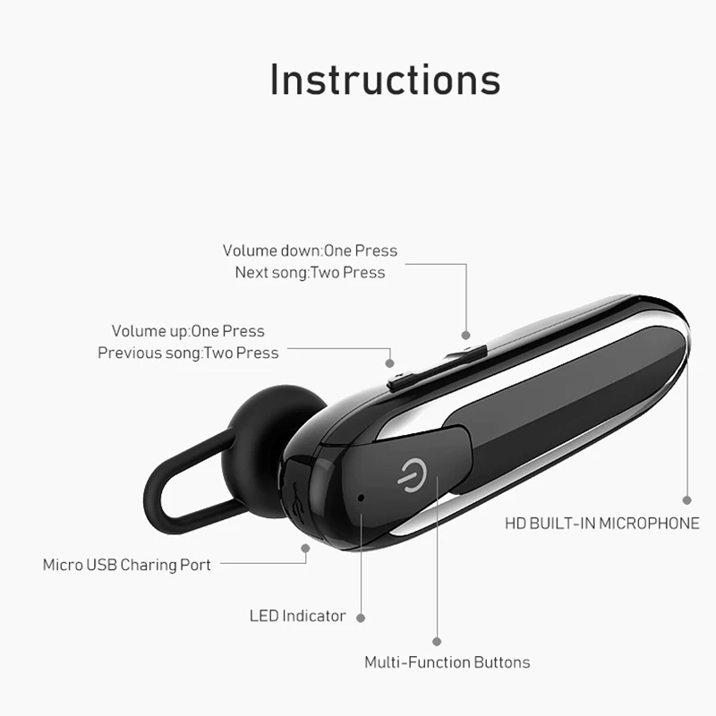 Bluetooth kulakllik одиночные наушники Беспроводные спортивные auriculares автомобильные для