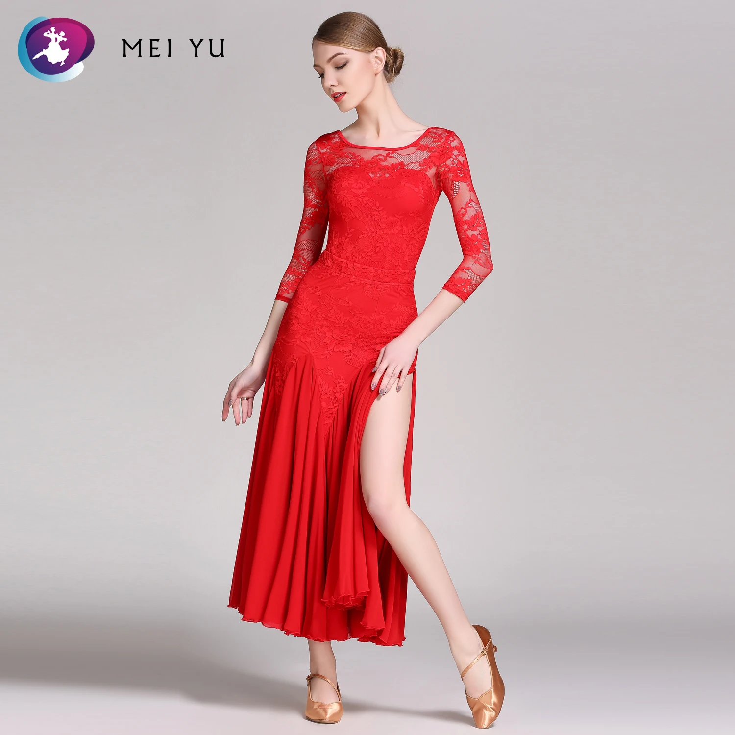 

Женский комбинезон с длинным рукавом и круглым вырезом для латиноамериканских танцев