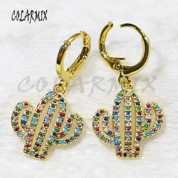 

5 pairs cactus dangle earrings geometric drop dangle earrings plant rainbow crystal earrings drop earrings for women 5652