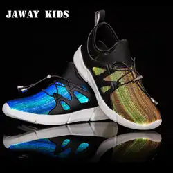 JawayKids 25-41 новые волоконно-оптические туфли для детей, мужские и женские светящиеся кроссовки светодио дный туфли USB заряжаемый через USB
