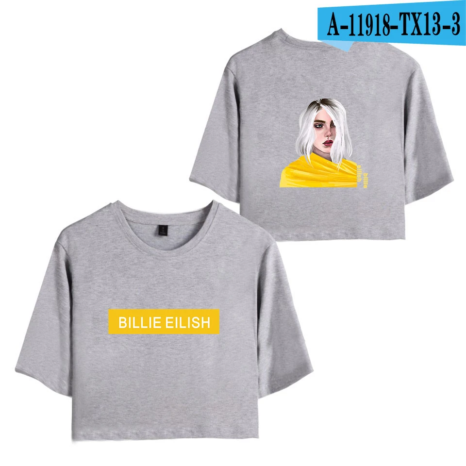 Pride Billie Eilish модный топ с принтом, популярные повседневные летние женские футболки с коротким рукавом и круглым вырезом - Цвет: gray