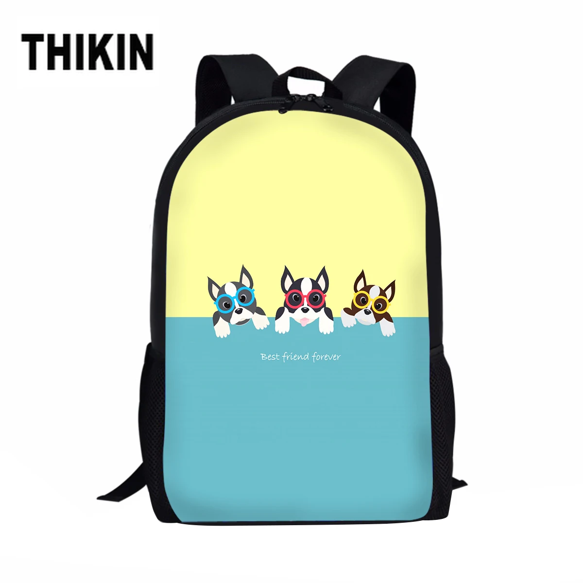 

THIKIN Cartoon Boston Terrier Backpack for Women Casual Daypacks High School Cute Dog Bookbag for Girls Boys Wholesale Customize