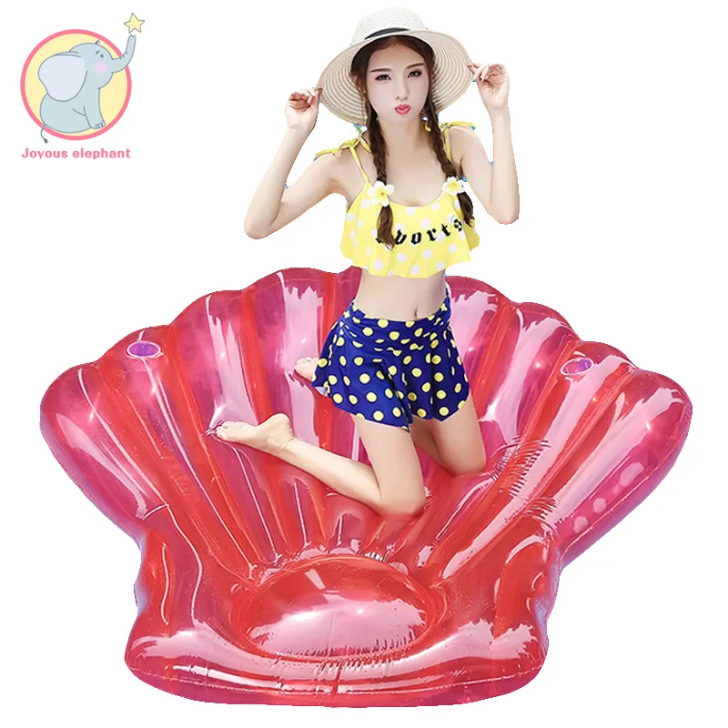 

160cm red inflatable scallop shell pool floating raft Swimming Ring circle Air Mattress water toys for child adult beach party