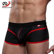 WJ Sexy de los hombres de la ropa interior del boxeador de los hombres Calzoncillos de Hombre Marca Cuecas Slip Homme Hombre Ropa interior Spandex bajo aumento Boxer