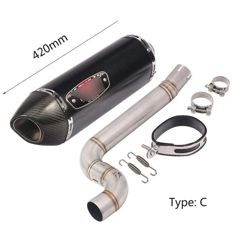For Benelli 302 BJ302GS-C Exhaust Pipe Motorcycle Mid Pipe Slip On 51 mm Escape No Db Killer Rear Tips Carbon Fiber 420 mm