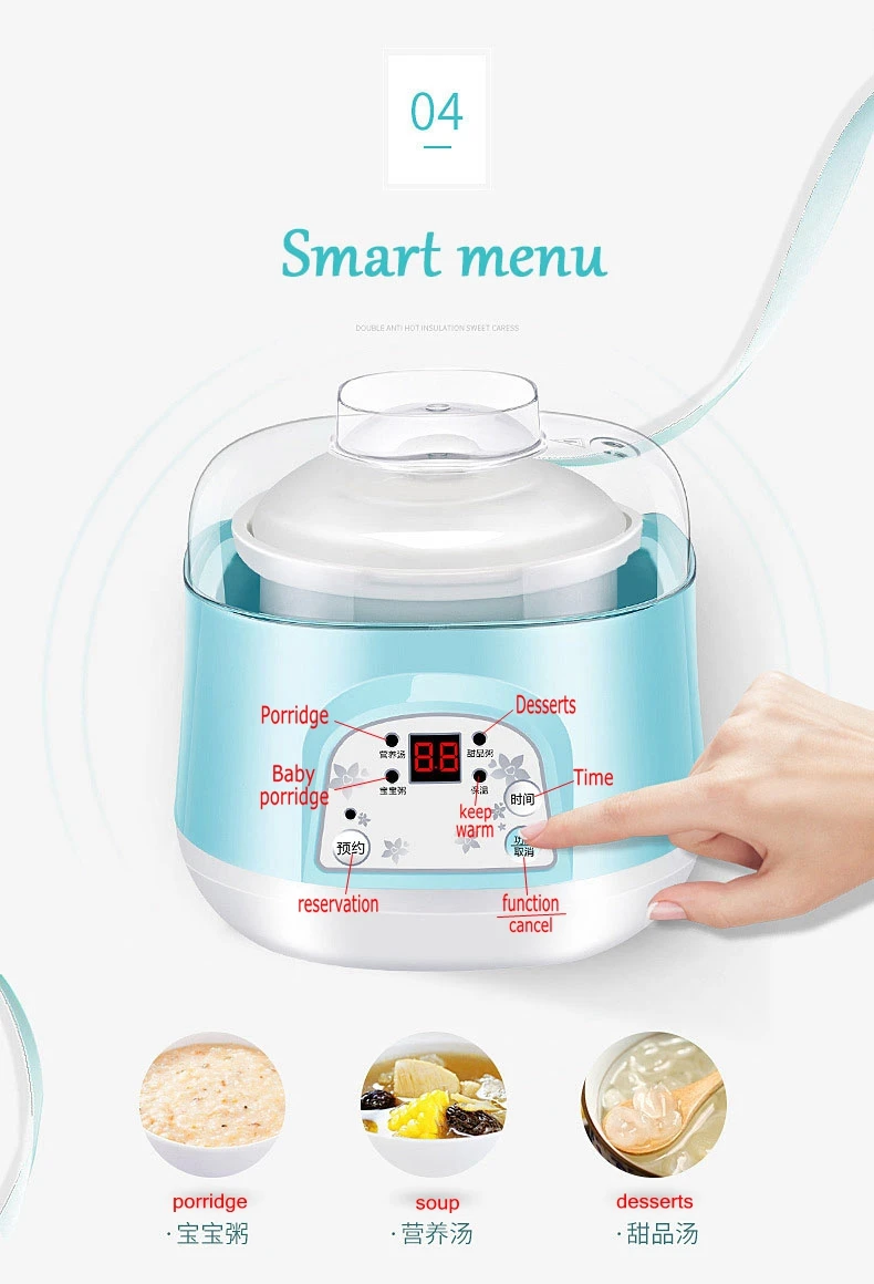DMWD электрическая интеллектуальная Мультиварка с мини-таймером, водонагреватель для тушения супа, каши, кастрюля для приготовления пищи, керамическая плита для детского питания, 0.7л, ЕС