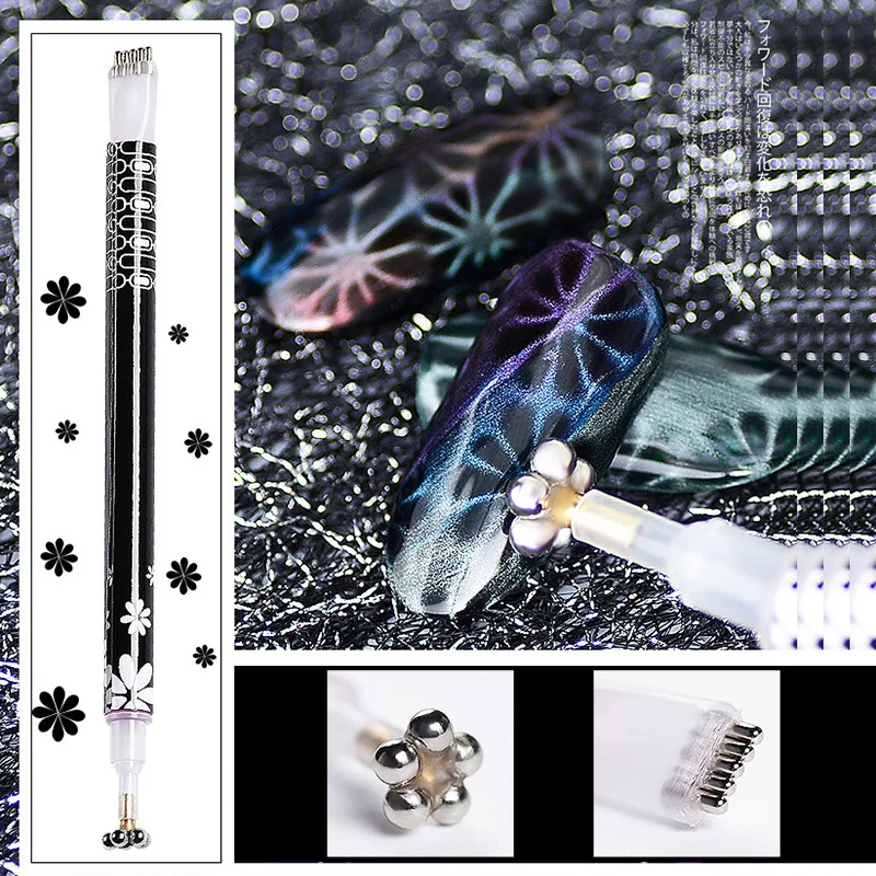1 шт. разноцветные ногти, декорирование, цветы кошачий глаз МАГНИТ ручка полоса волшебная палочка DIY волшебная 3D Магнитная полировка УФ гель лак кошачьи глаза стержень
