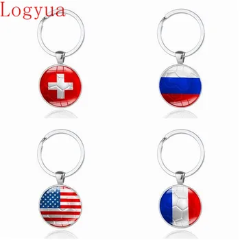 

50 x New 2018 Football Car Keychain Keyring For Russia France Spain Brazil Italy Argentina USA Germany Portugal Flag