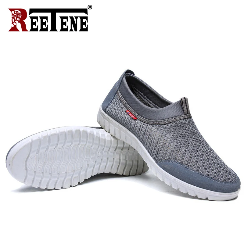 REETENE 2019 أزياء الصيف حذاء رجالي الانزلاق على الصيف تنفس شبكة أحذية رياضية الرجال حذاء كاجوال المدربين حذاء رياضة متعطل
