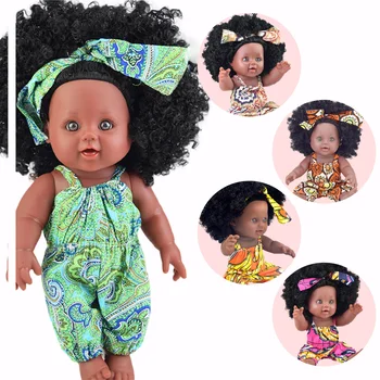 

black baby dolls pop green African! 12inch reborn silicone vinyl 30cm newborn poupee boneca baby soft toy girl kid todder