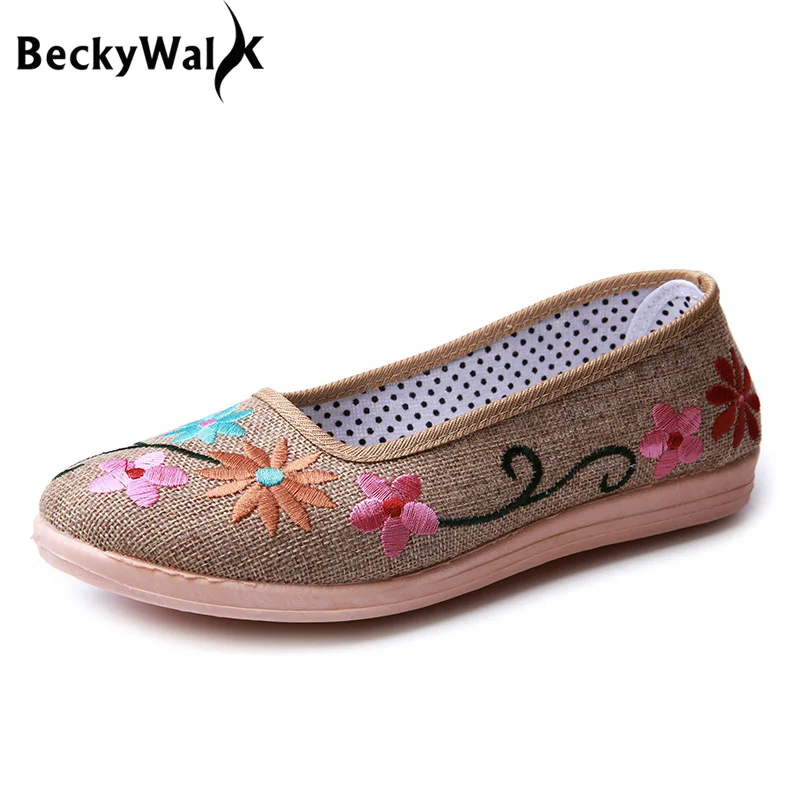 

Chinese Style Women's Loafers Vintage Embroidered Flat Shoes for Woman Flowers Slip On Women Flats Sapato Feminino WSH2460