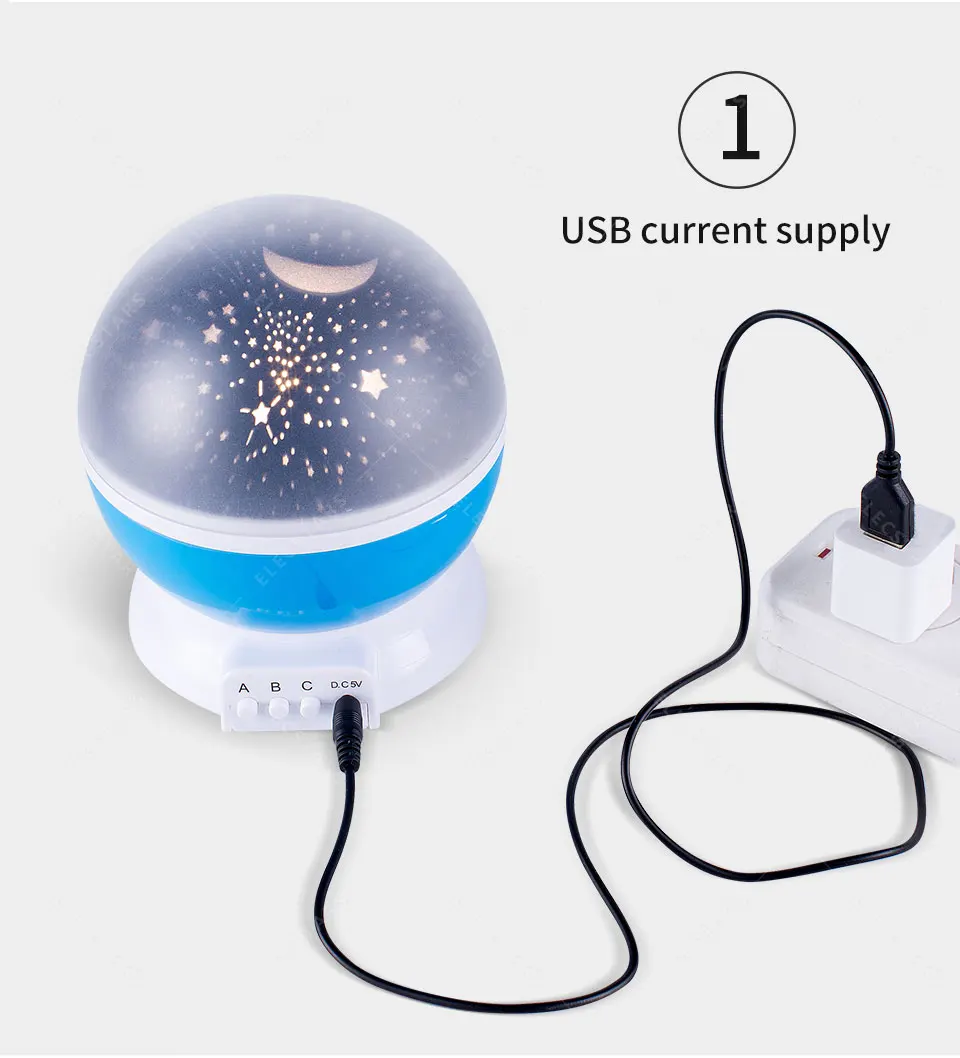 Elecstars LED Night Light Atmosphere lamp gift Star Projector Lamp Rotating Battery USB Romantic Starry Sky Projector Best Gift