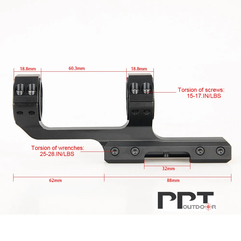 PPT جديد وصول المزدوج حلقة بندقية نطاق جبل الأسود 6063 الألومنيوم القطر 25.4-30 مللي متر ل Picatinny السكك الحديدية PP24-0201