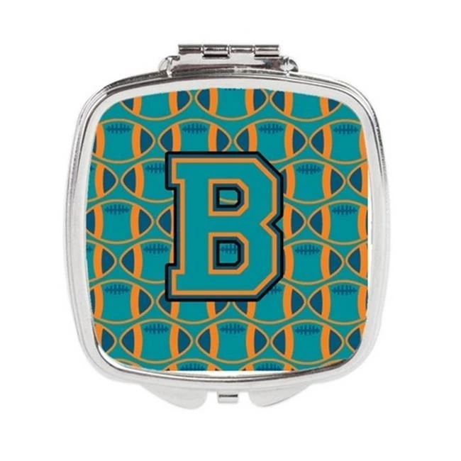 Carolines Treasures CJ1063-BSCM Letter B Football Aqua Orange & Marine Blue Compact Mirror