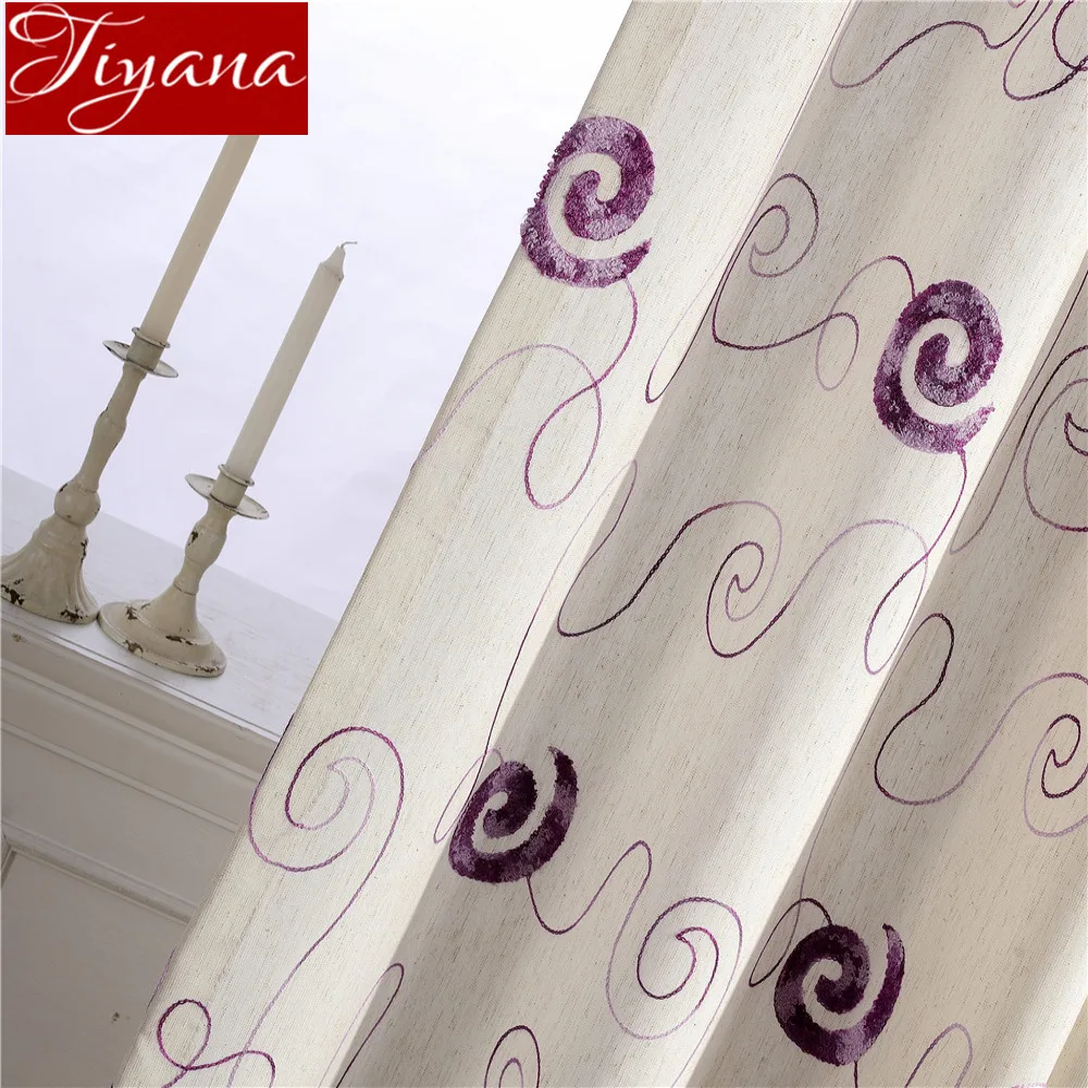 

Purple Curtain for Living Room Europe Circle Design Blackout Curtain Sheer Tulle Drapes Linen Curtain X537#40