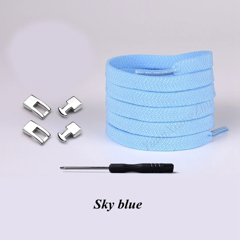 Sky blue 1 второй быстрый без галстука шнурки эластичный крест пряжки шнурки дети взрослые унисекс кроссовки шнурки ленивые шнурки - Цвет: Sky blue